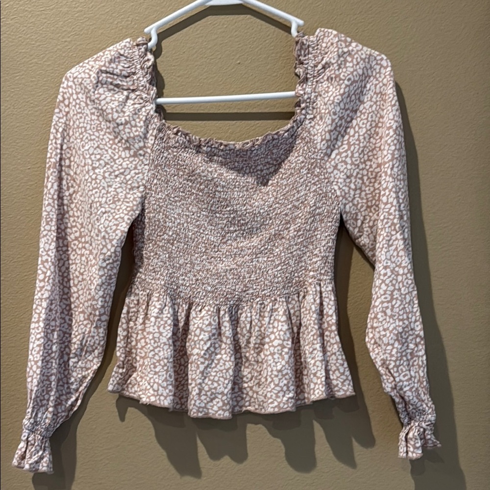 URBAN Romantics Blush Patterned Smocked Blouse
